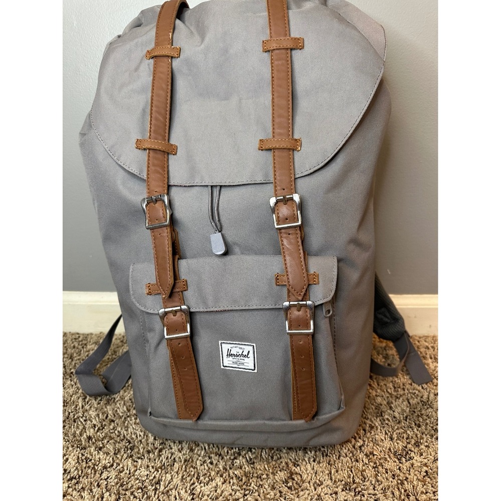Herschel Supply Co Little America Backpack Grey Brown Straps Canvas Bag